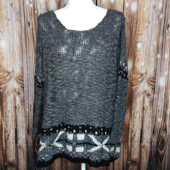 Free People Oversized Knit Charcoal Sweater S NWOT - Picture 1 of 6